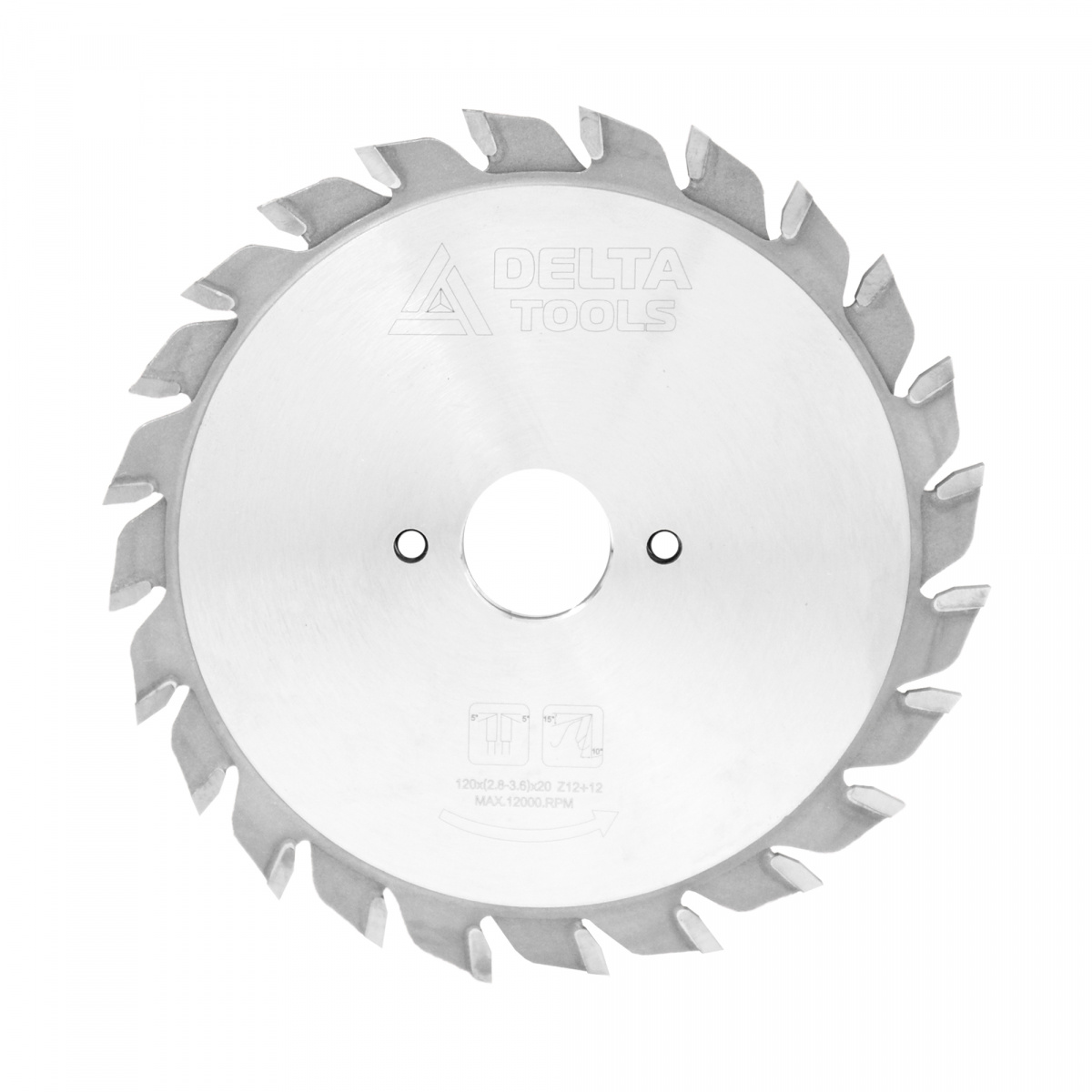 Пила подрезная DELTA TOOLS 120x20x2.8/3.6x12+12T WZ 5гр. составная