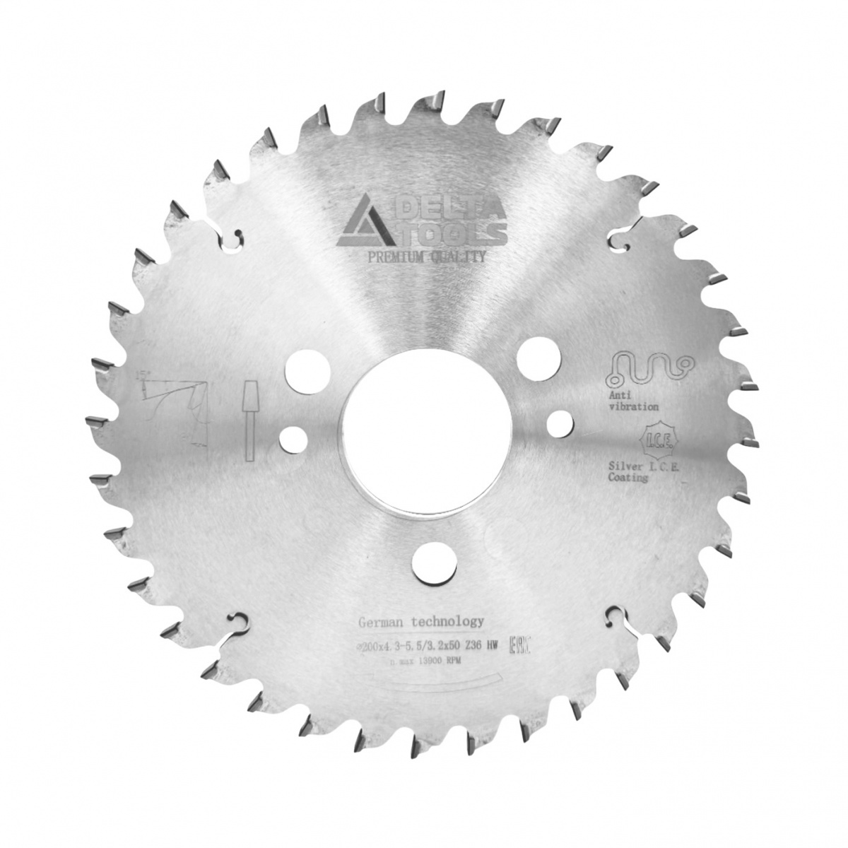 Дисковая пила подрезная DELTA TOOLS для ФРЦ DIA Premium 200x4.3-5.5x3.2x50 Z36 Н6 KON-F