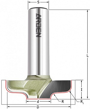 Фреза филеночная Z=2 R=3.2 D=35 (d=12.5)x9.5x49 S=12 ARDEN арт. 416251